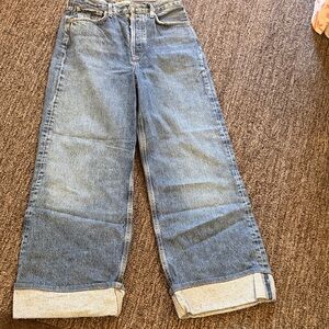 Agolde Wide Leg Cuffed Jeans